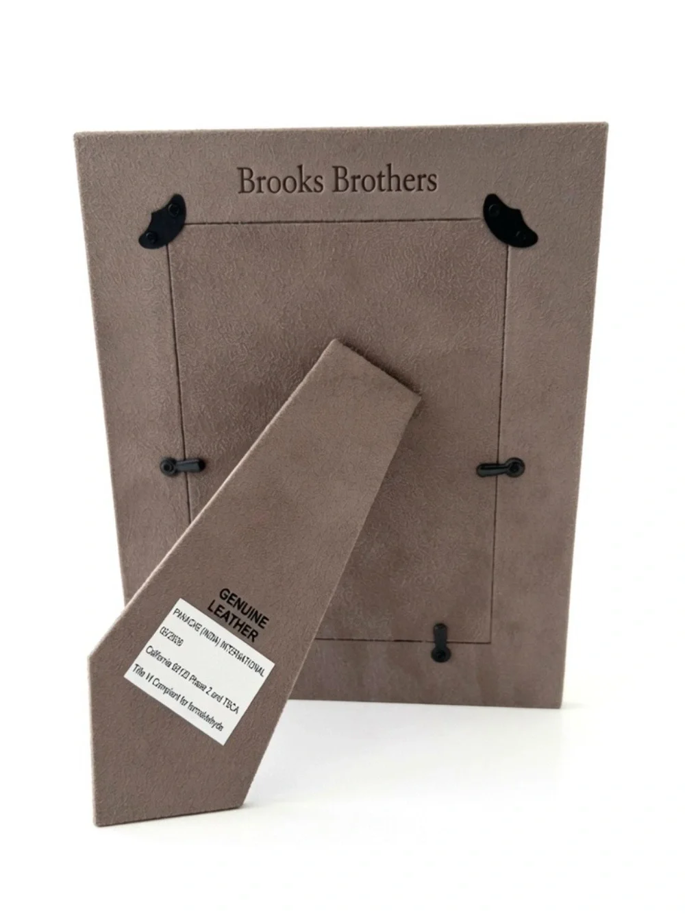 Brooks Brothers Genuine Leather 5x7 Photo Frame Cream Suede Picture Frame NWT